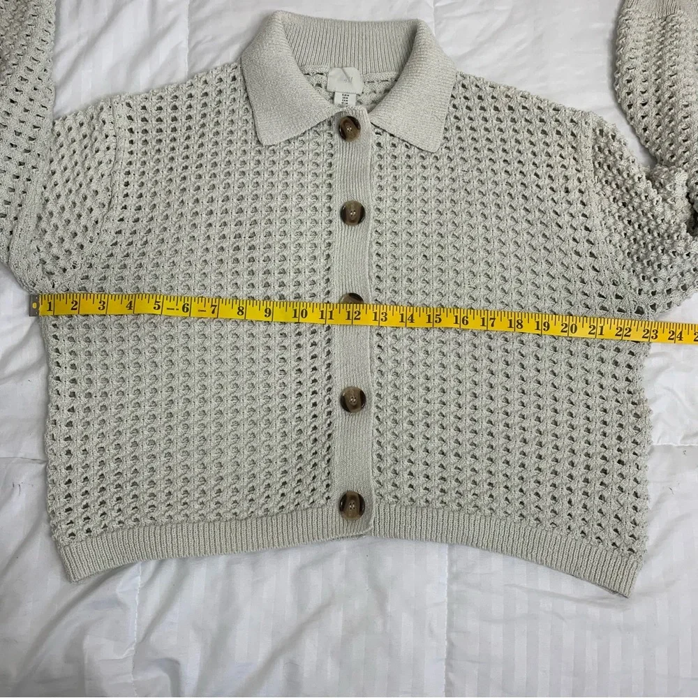 H&M Beige Button-Up Open Knit Cardigan Size US M - Picture 8 of 12